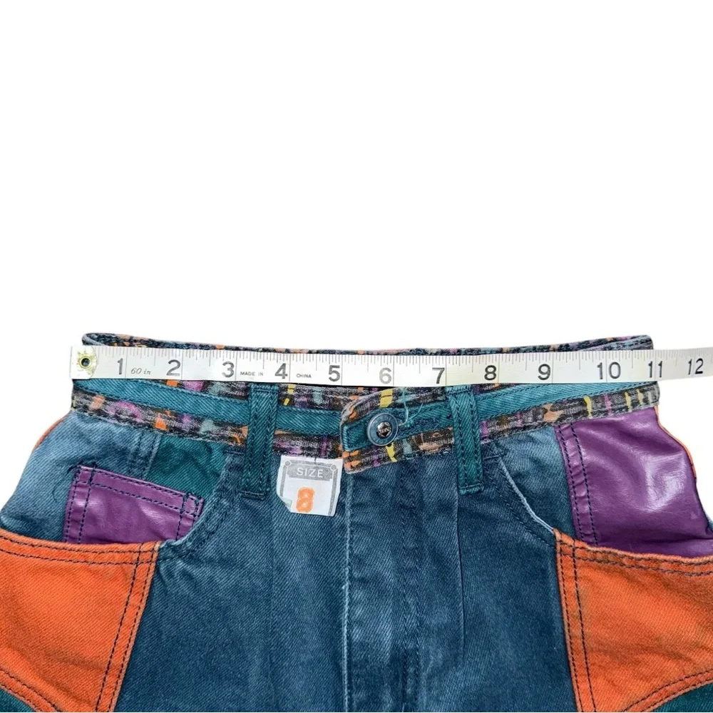 VTG 80 90s Major Damage Patchwork Denim Shorts Sz 22 Rare Y2K Hip Hop Streetwear